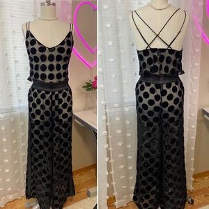 Sheer Velvet Polka Dot Lounge Set